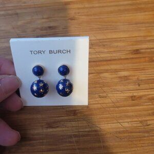 Tory Burch $158 88384 Repeated Stars and Logo Drop Earrings NWT!